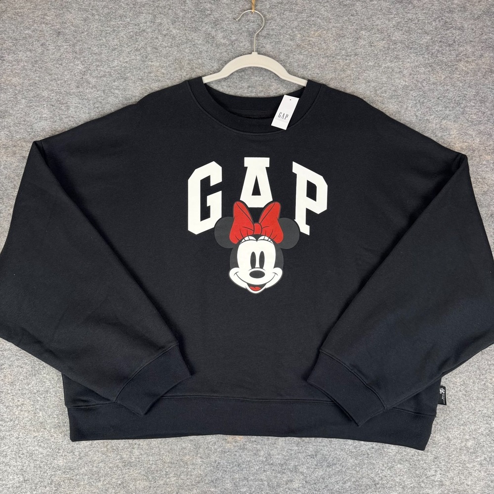 Gap x Disney Minnie Mouse Oversized Relaxed Crewneck Sweatshirt Black Womens XL